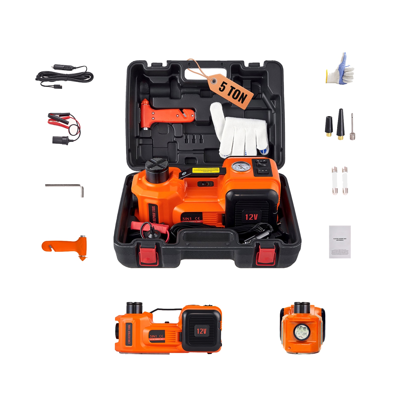 Electric Car Jack 5 Ton Hydraulic Lift With Pump And Led Light_voghion.com